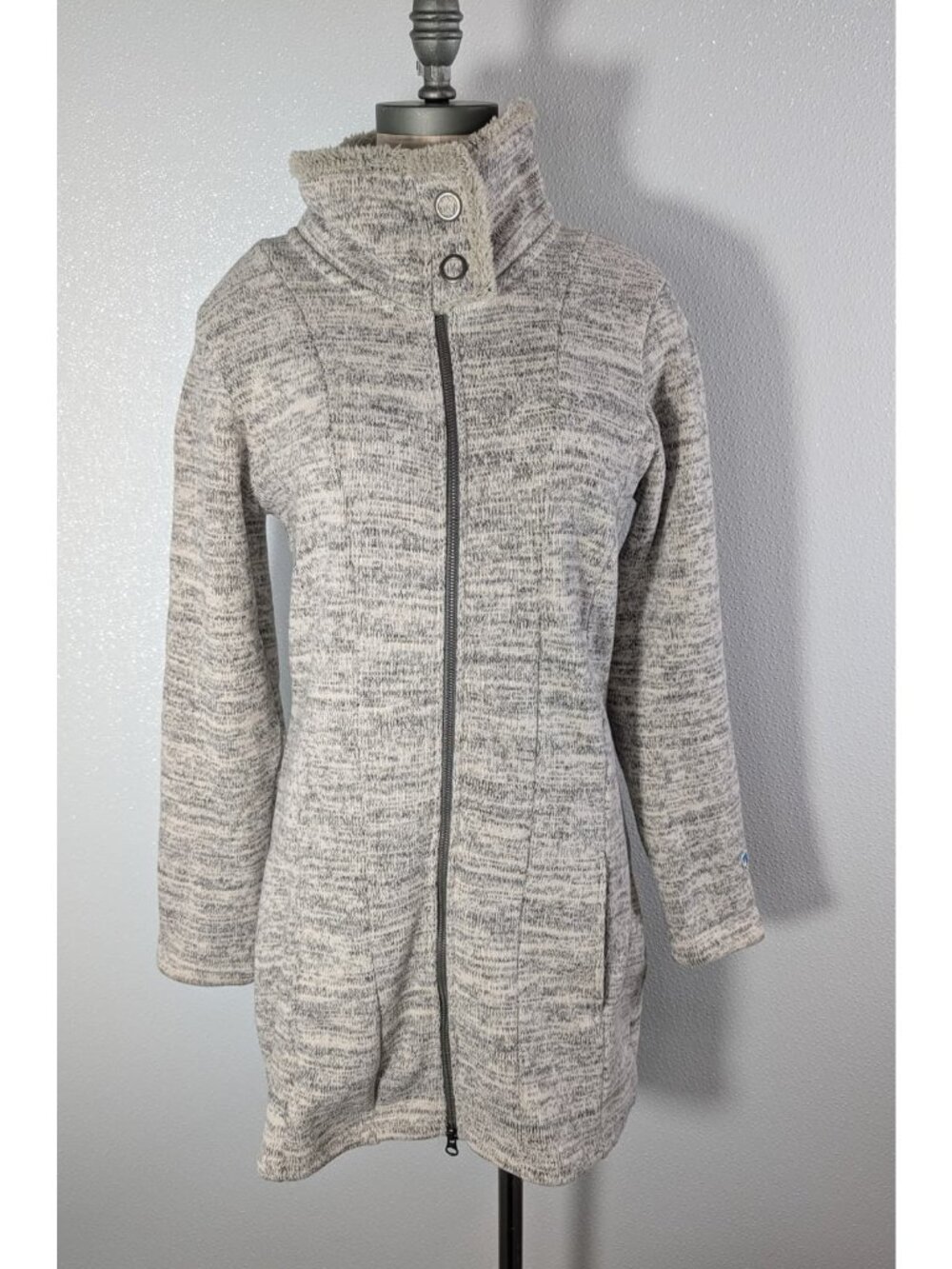 Kuhl Women's Gray Full-Zip Sweater with High Collar Size Small